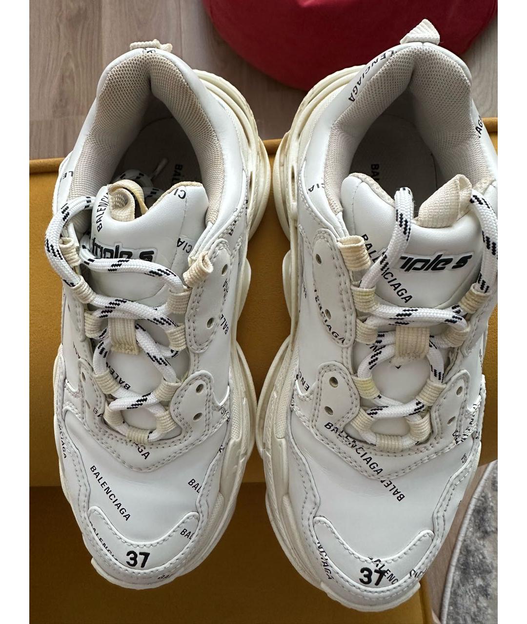 BALENCIAGA Белые кожаные кроссовки, фото 3