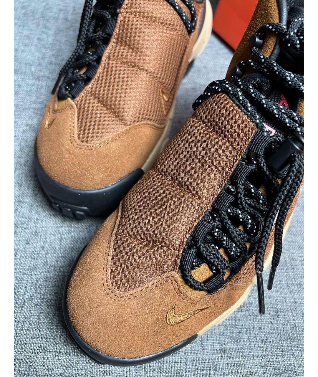 NIKE Коричневые кожаные высокие кроссовки / кеды, фото 8