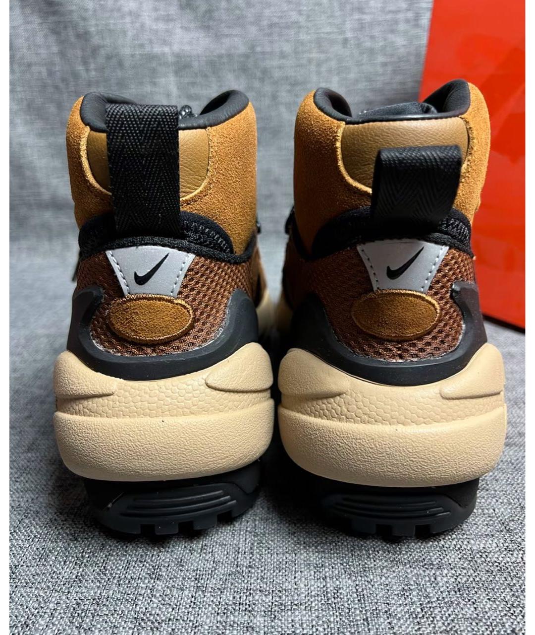 NIKE Коричневые кожаные высокие кроссовки / кеды, фото 6