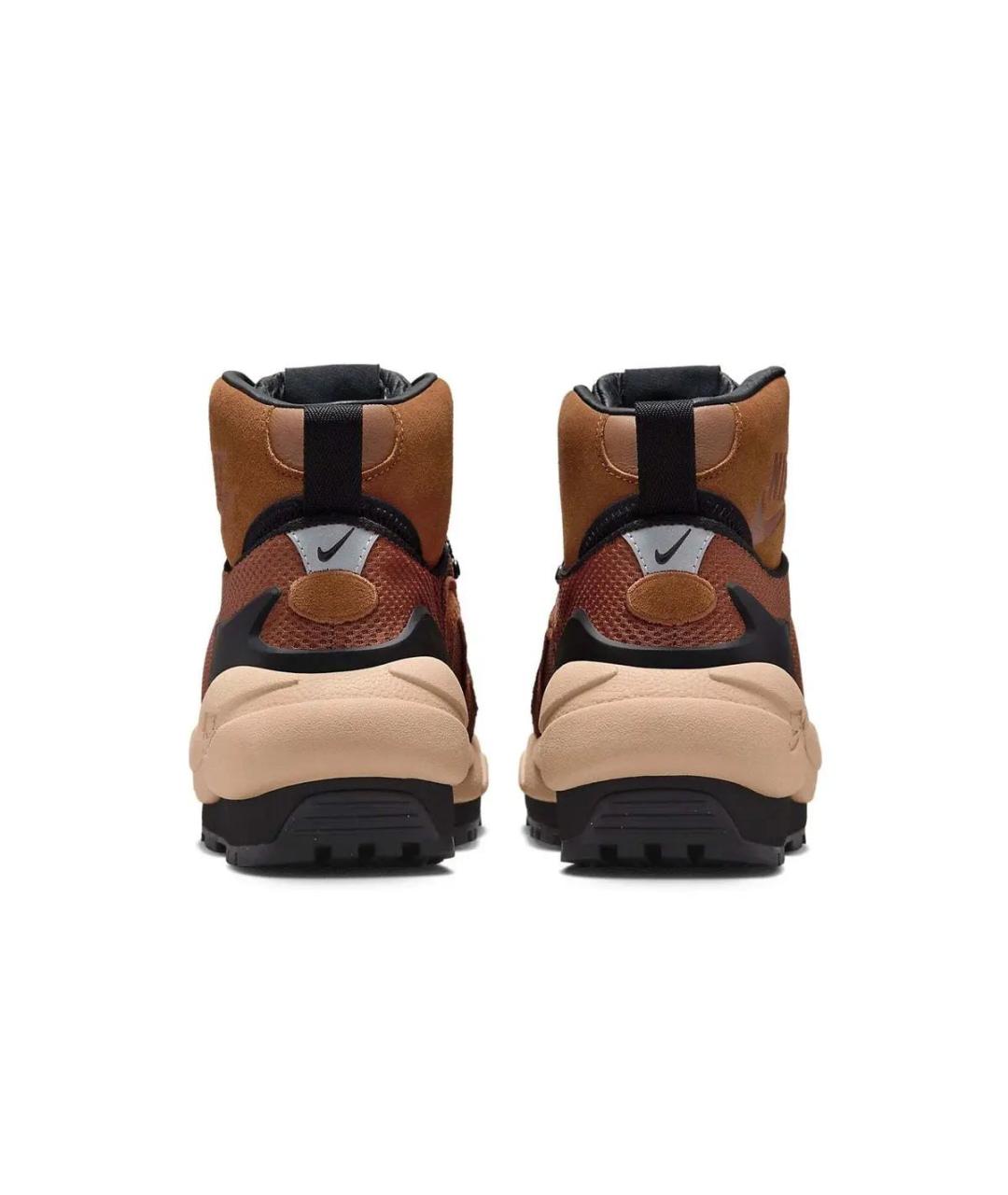 NIKE Коричневые кожаные высокие кроссовки / кеды, фото 4