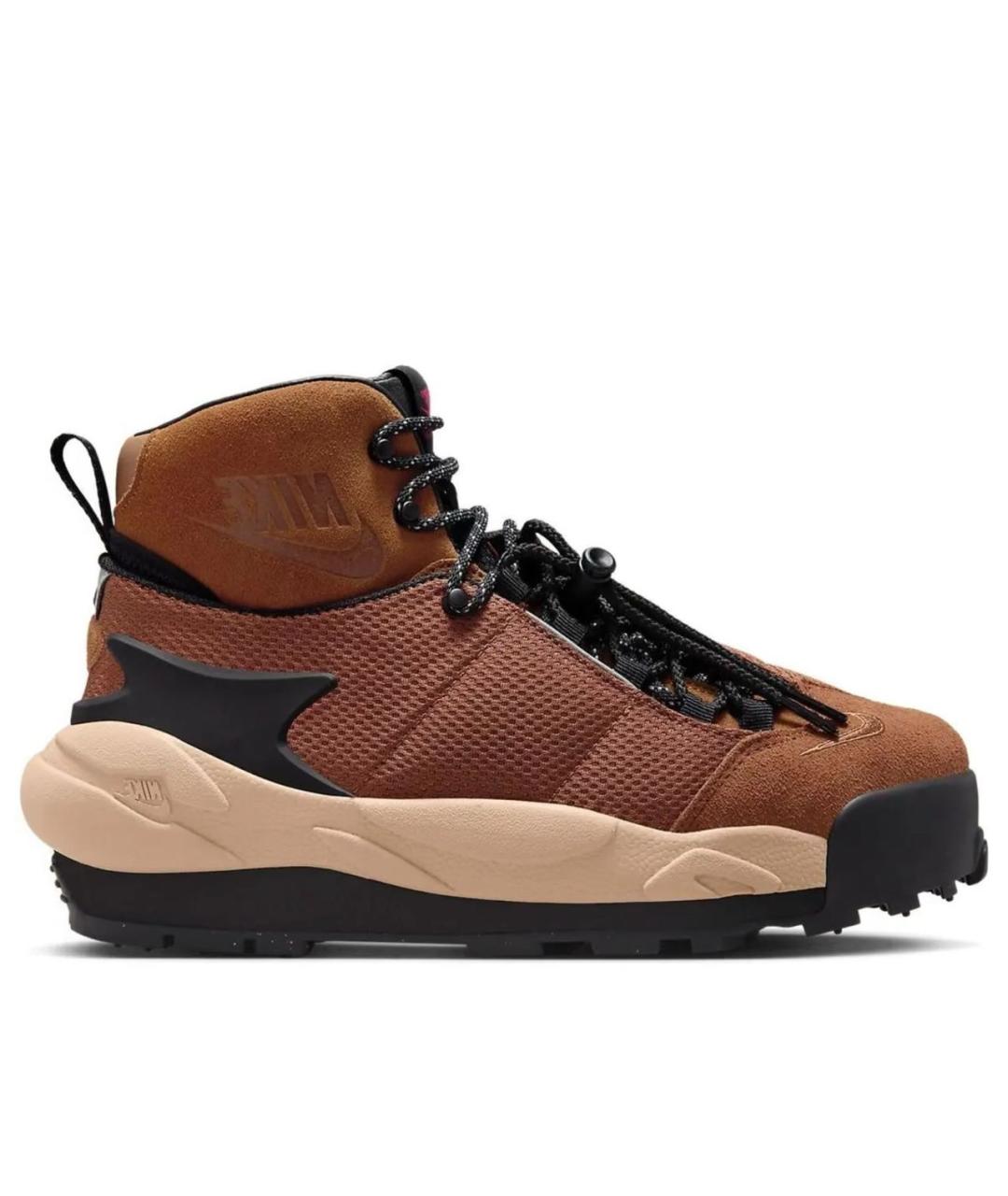 NIKE Коричневые кожаные высокие кроссовки / кеды, фото 9