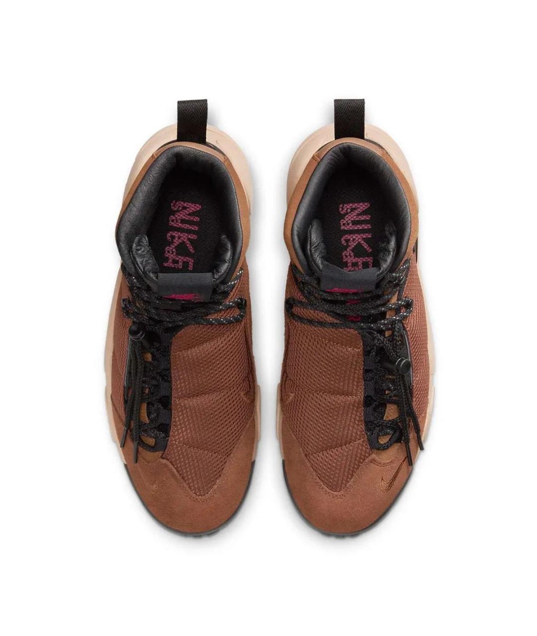 NIKE Коричневые кожаные высокие кроссовки / кеды, фото 3