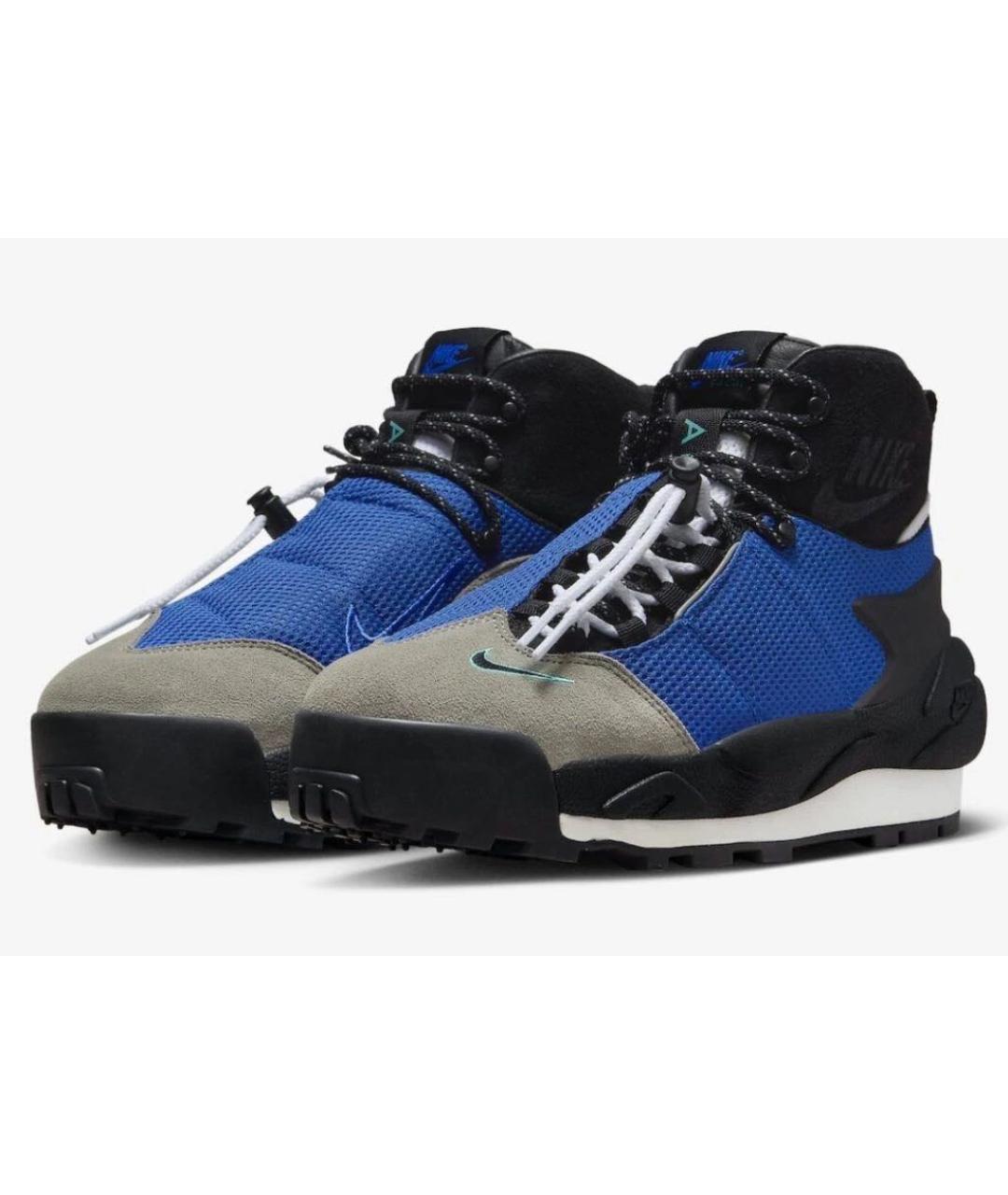NIKE Синие кожаные высокие кроссовки / кеды, фото 2
