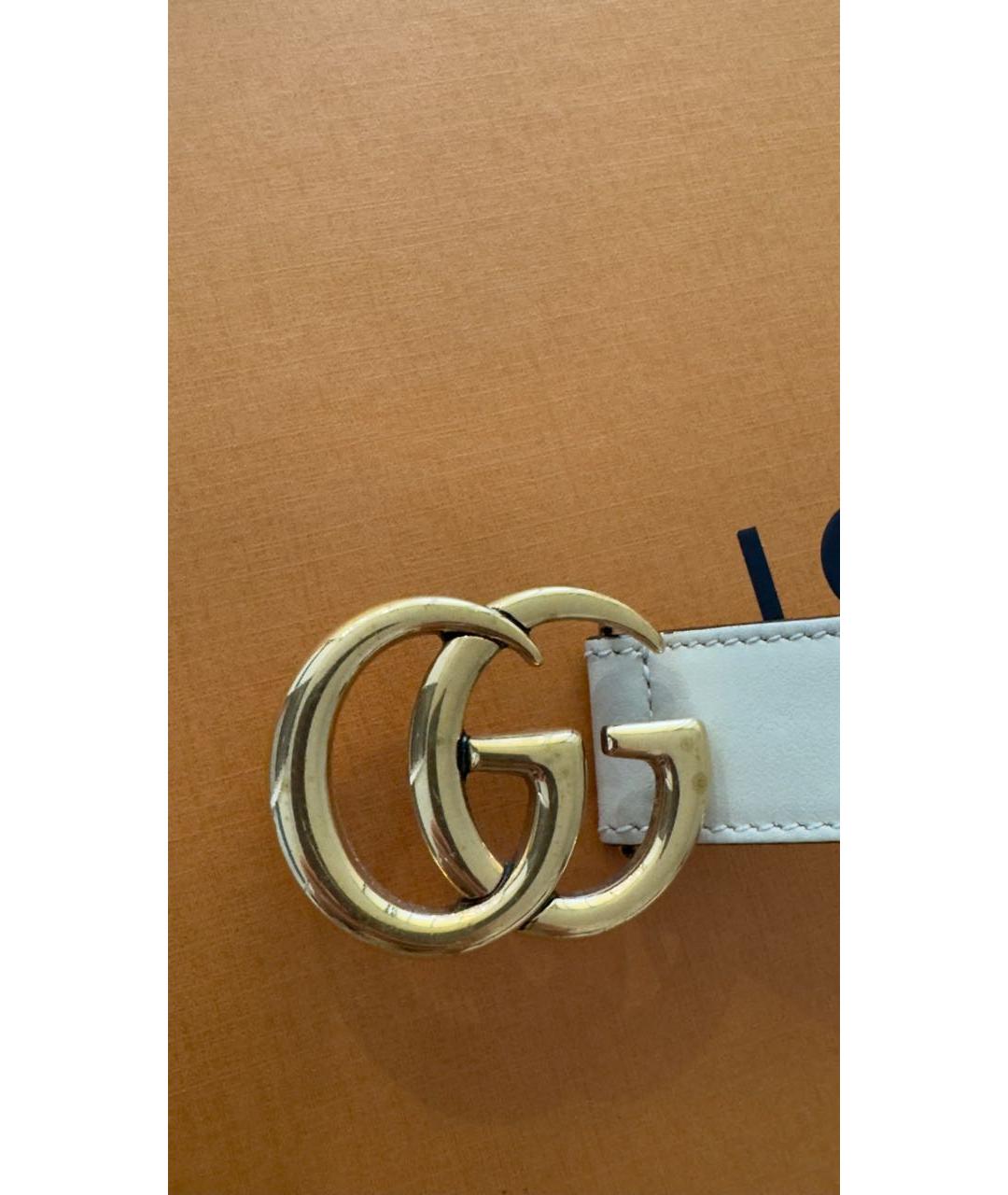 GUCCI Бежевый кожаный ремень, фото 3