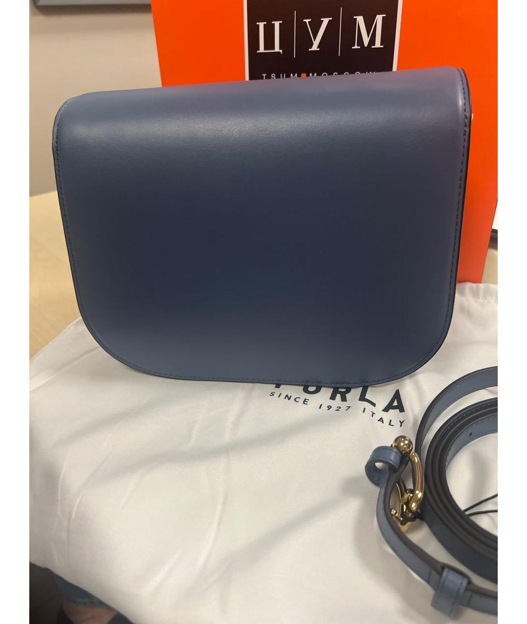 FURLA Темно-синяя кожаная сумка через плечо, фото 3