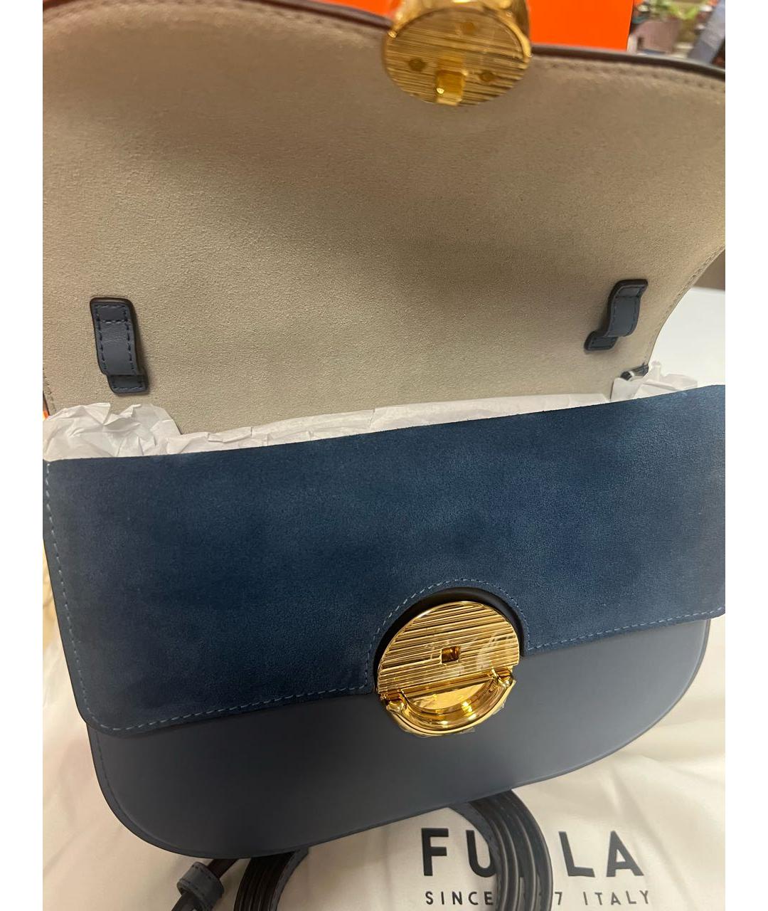 FURLA Темно-синяя кожаная сумка через плечо, фото 7