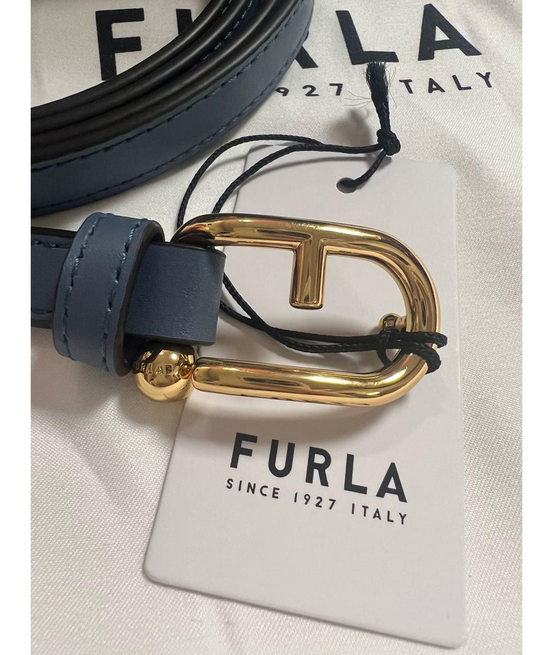 FURLA Темно-синяя кожаная сумка через плечо, фото 5