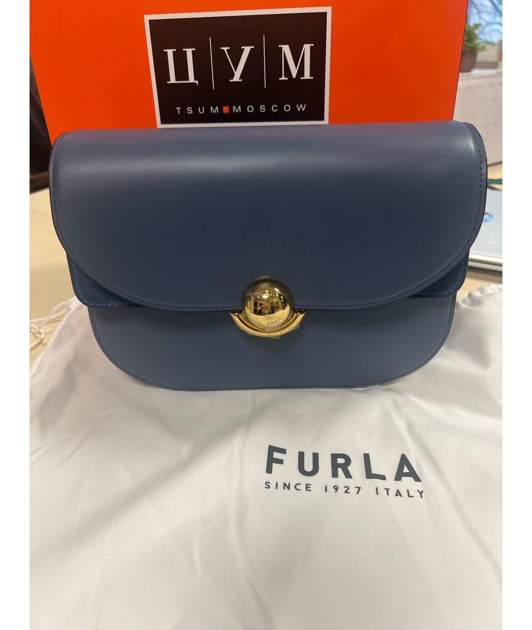 FURLA Темно-синяя кожаная сумка через плечо, фото 2