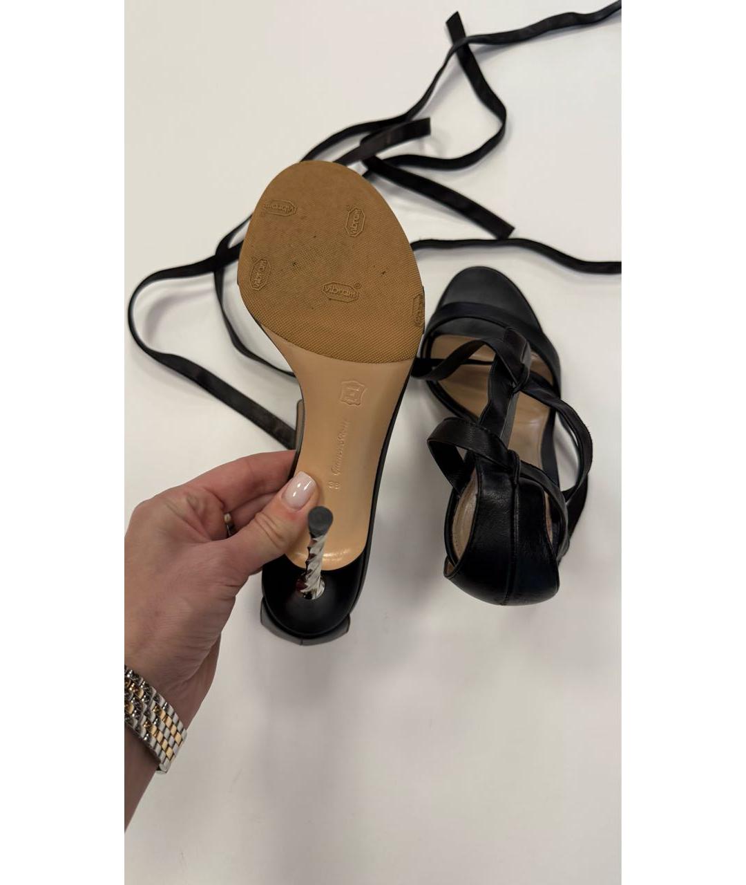GIANVITO ROSSI Черные кожаные босоножки, фото 4