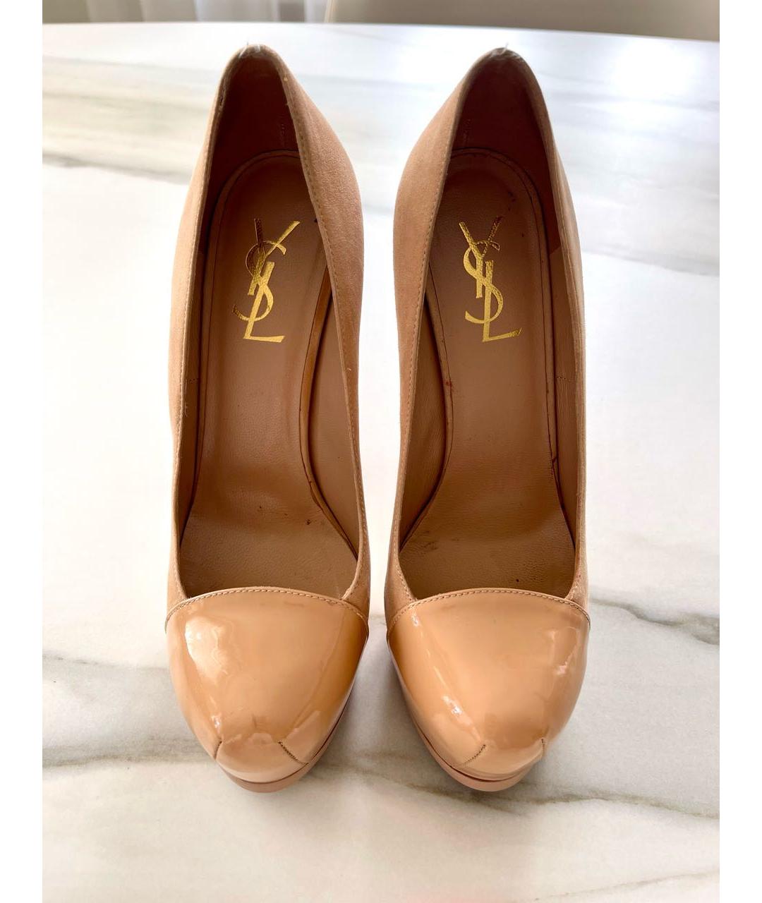 SAINT LAURENT Бежевые замшевые туфли, фото 2