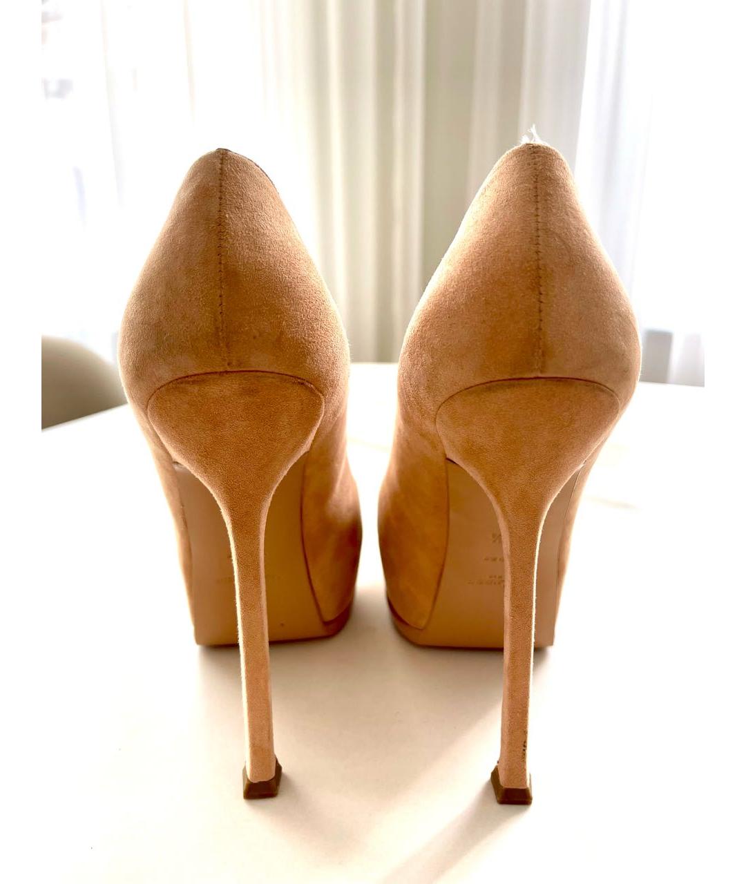 SAINT LAURENT Бежевые замшевые туфли, фото 3