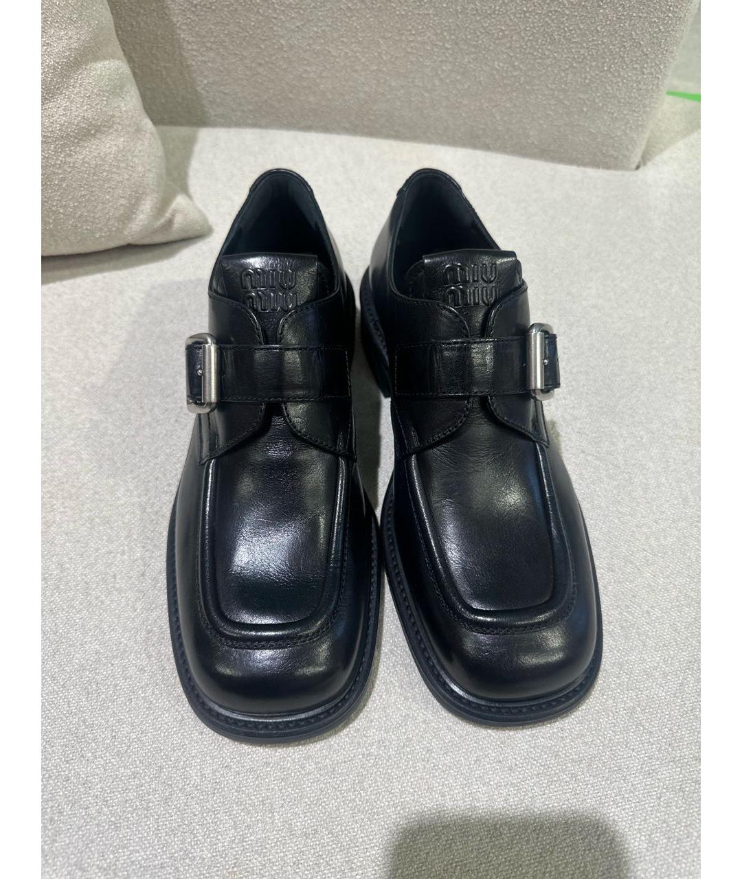 MIU MIU Черные кожаные брогги и оксфорды, фото 2
