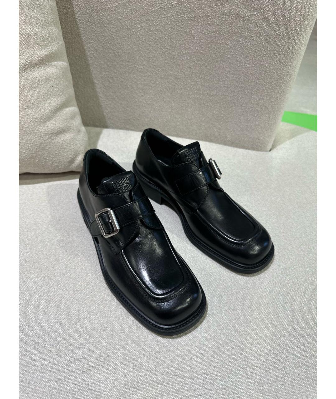 MIU MIU Черные кожаные брогги и оксфорды, фото 4