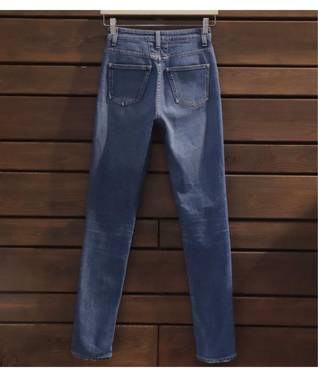 SAINT LAURENT Синие хлопко-эластановые джинсы слим, фото 3