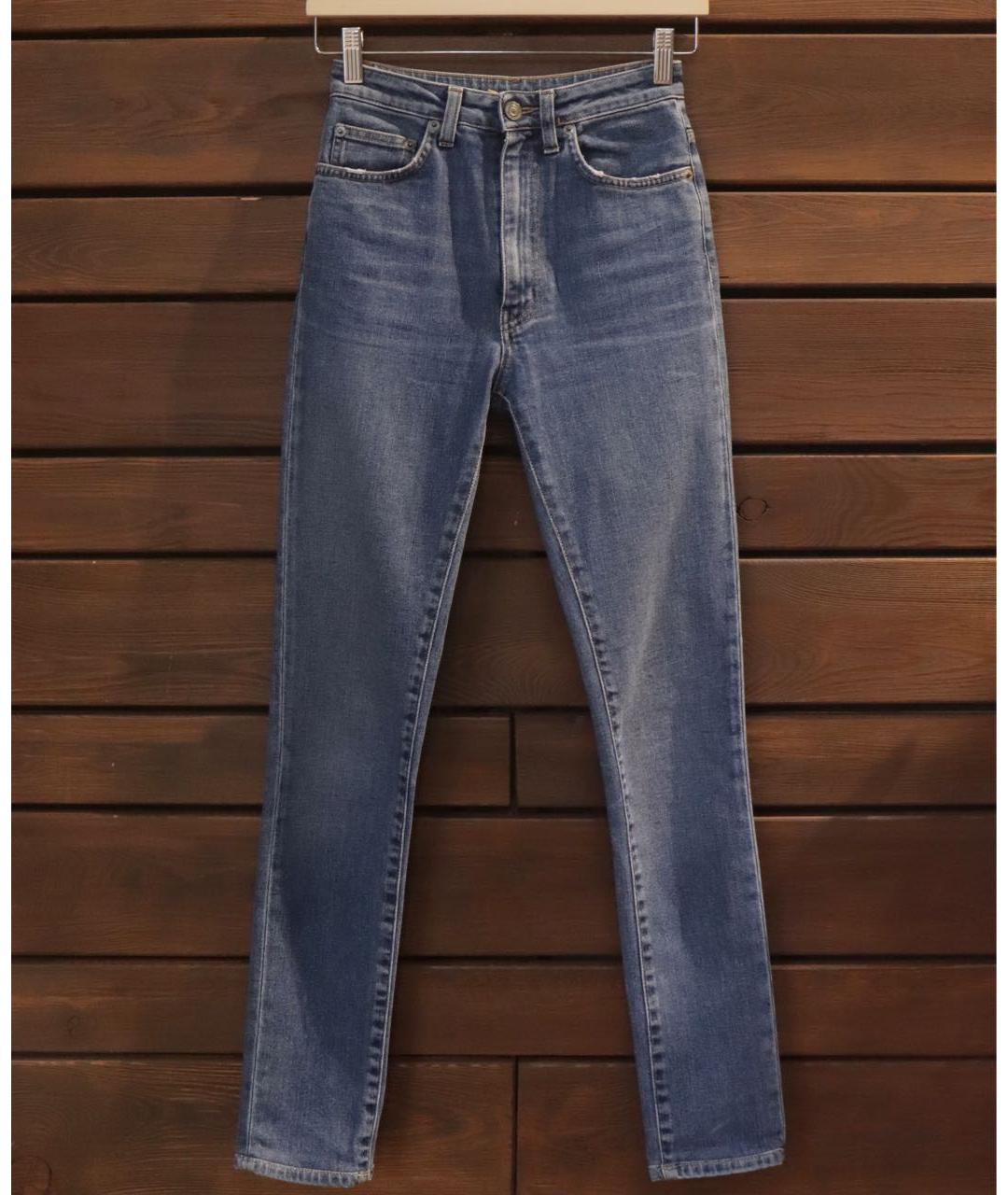 SAINT LAURENT Синие хлопко-эластановые джинсы слим, фото 2