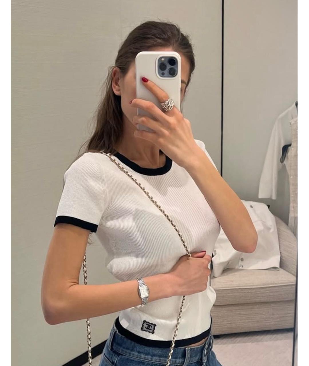 CHANEL Белая хлопковая футболка, фото 7
