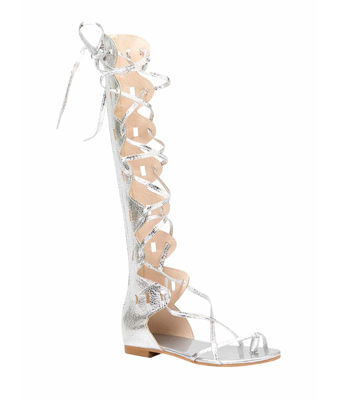 CHANEL Серебряные кожаные сандалии, фото 1