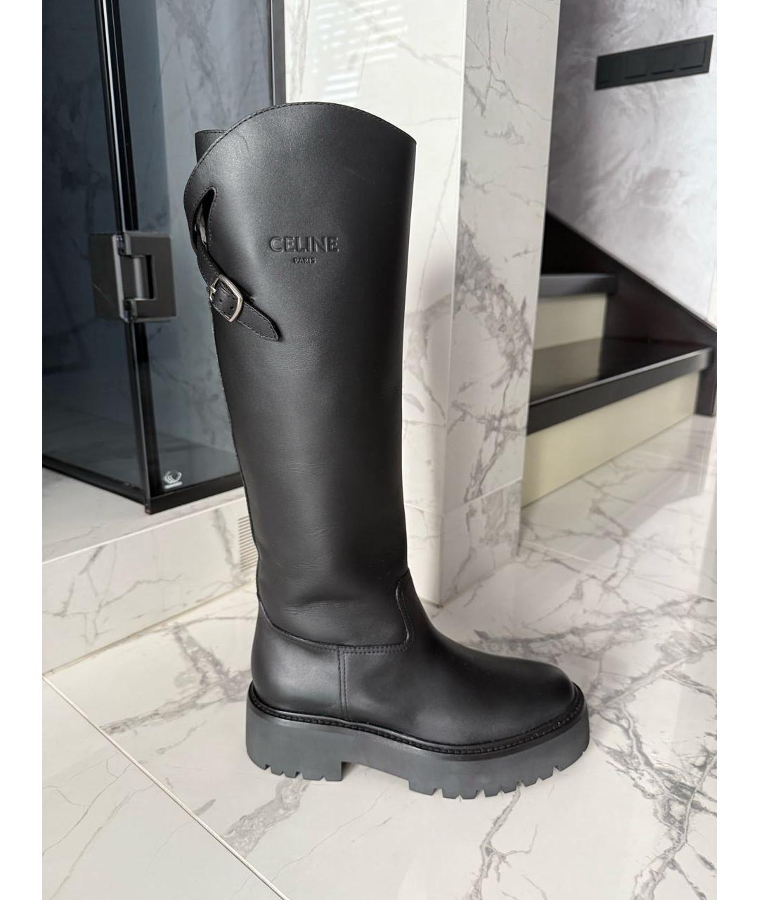 CELINE Черные кожаные сапоги, фото 8