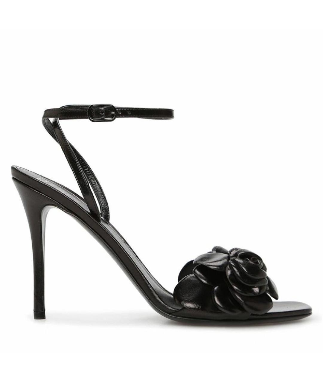 VALENTINO Черные кожаные босоножки, фото 7