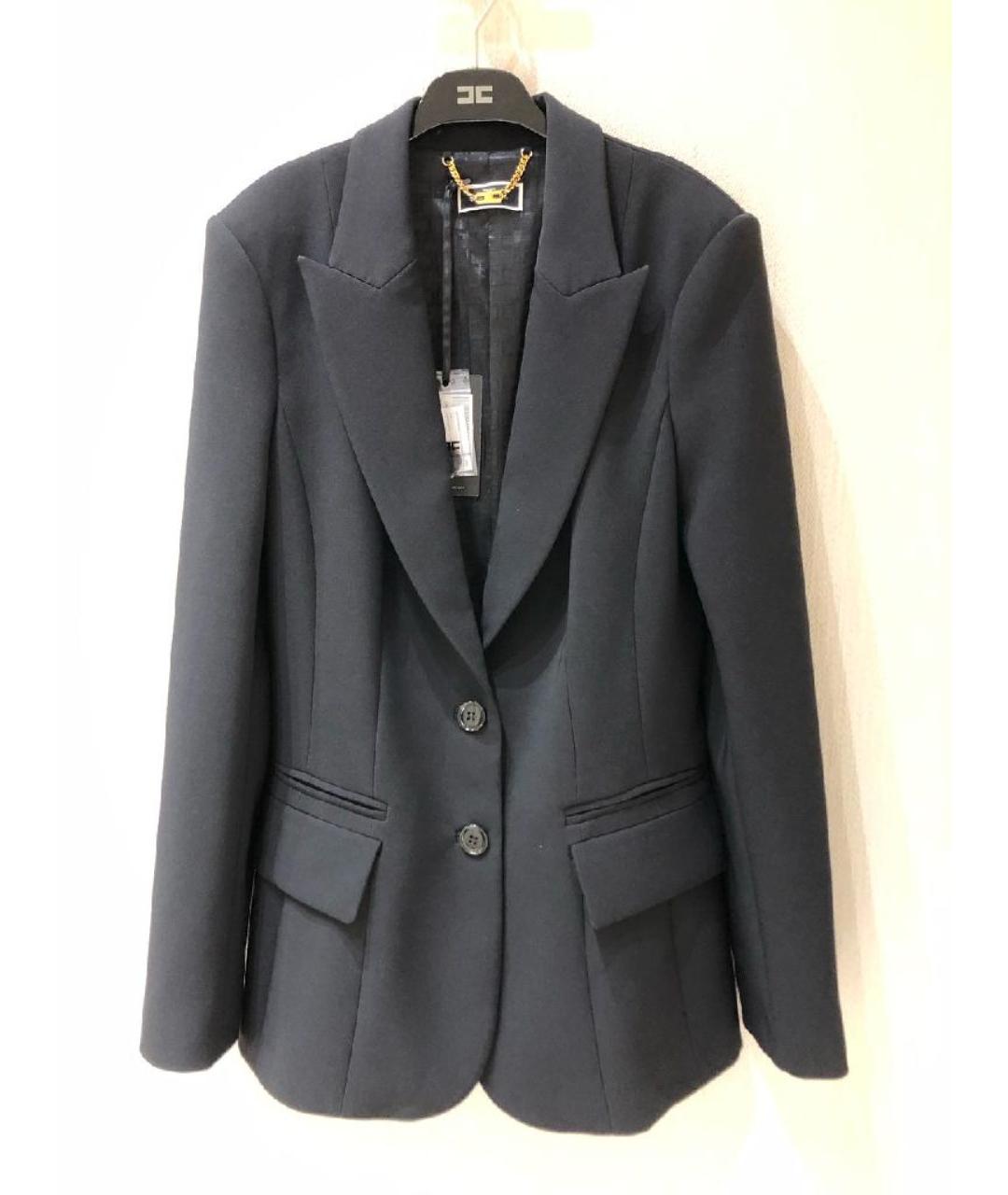 ELISABETTA FRANCHI Черный полиэстеровый жакет/пиджак, фото 7