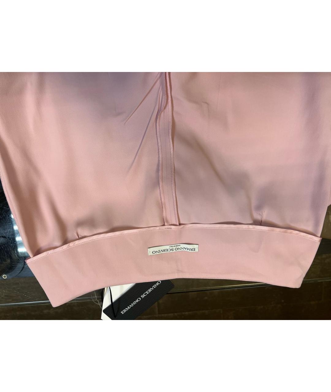 ERMANNO SCERVINO Розовые вискозные прямые брюки, фото 3