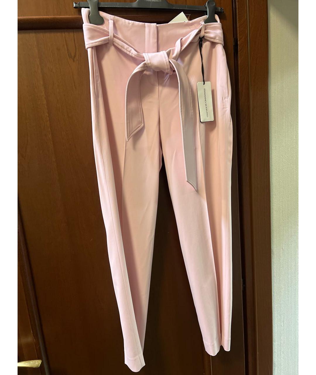ERMANNO SCERVINO Розовые вискозные прямые брюки, фото 5