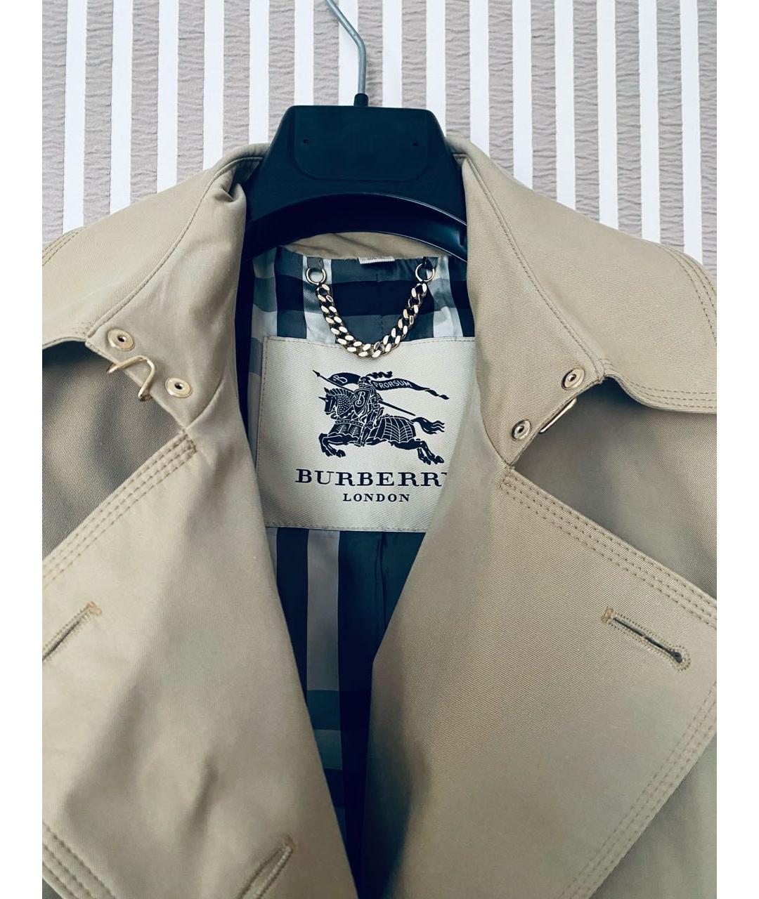 BURBERRY Бежевый хлопковый тренч/плащ, фото 3