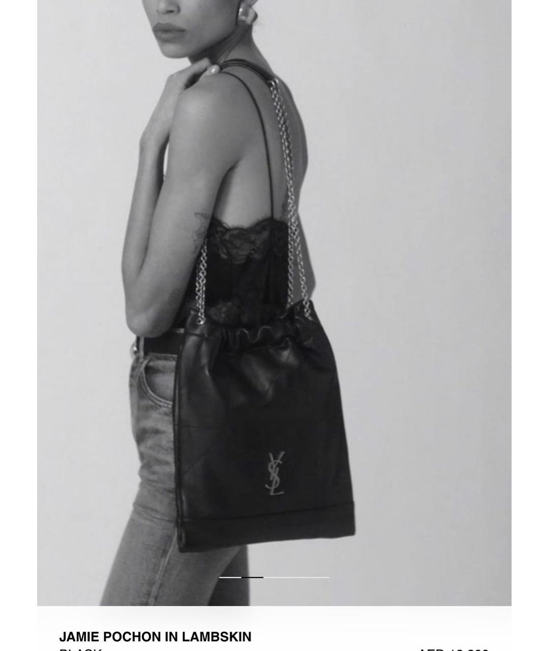 SAINT LAURENT Черная кожаная сумка тоут, фото 3