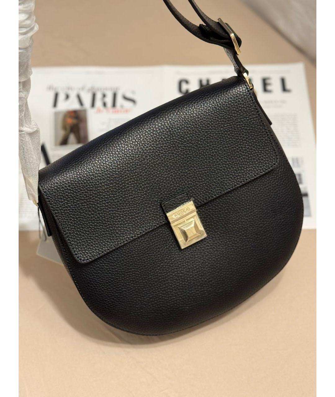 FURLA Черная кожаная сумка через плечо, фото 4