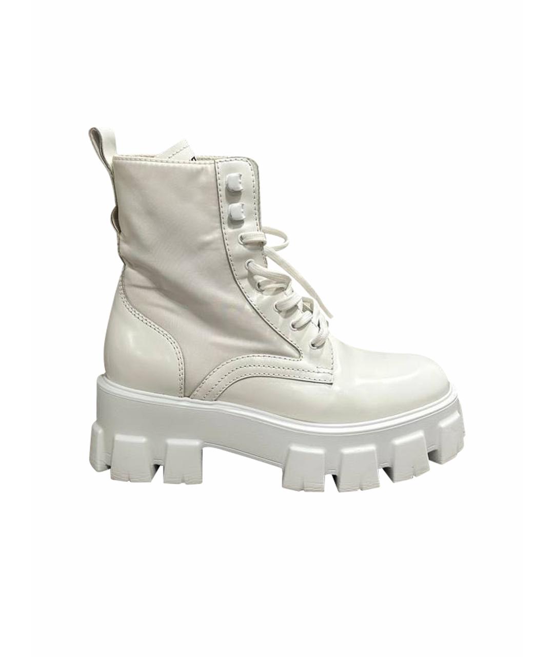 PRADA Белые кожаные ботинки, фото 1