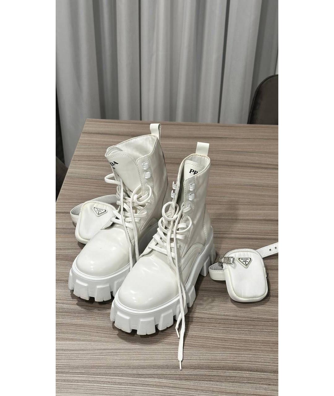 PRADA Белые кожаные ботинки, фото 2