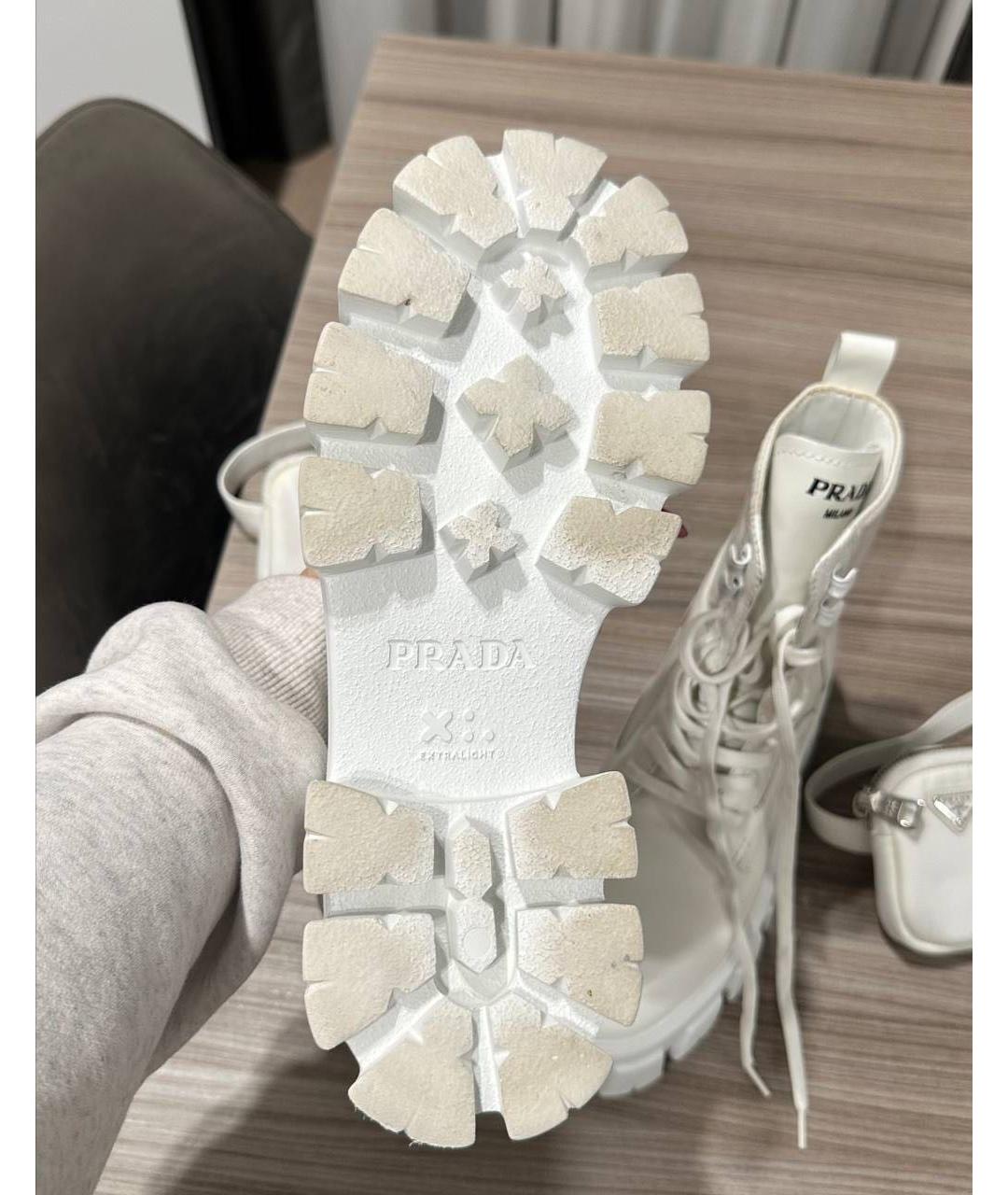 PRADA Белые кожаные ботинки, фото 4