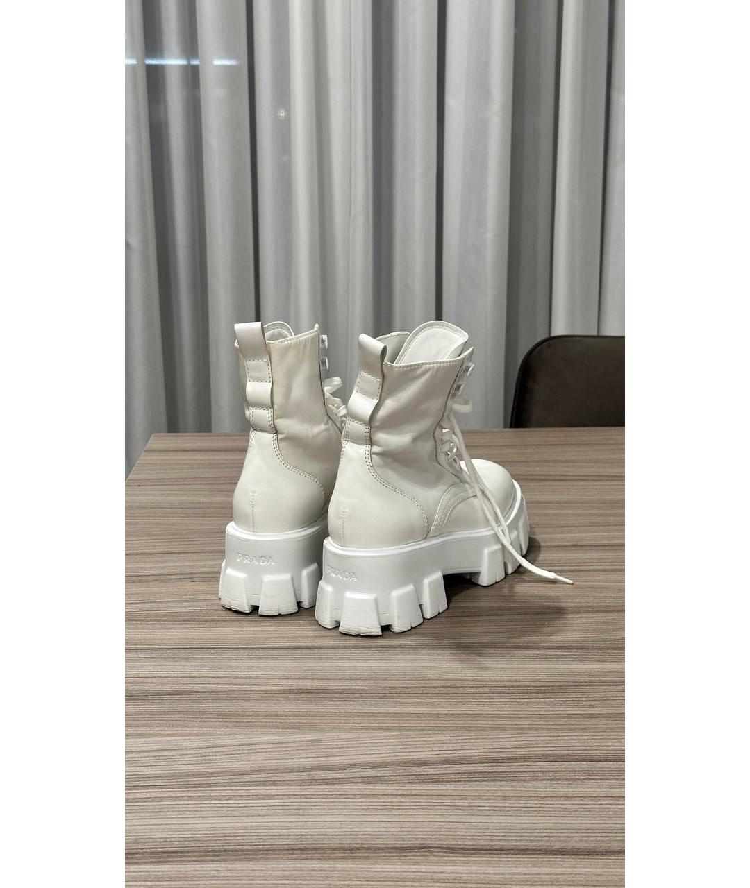 PRADA Белые кожаные ботинки, фото 3