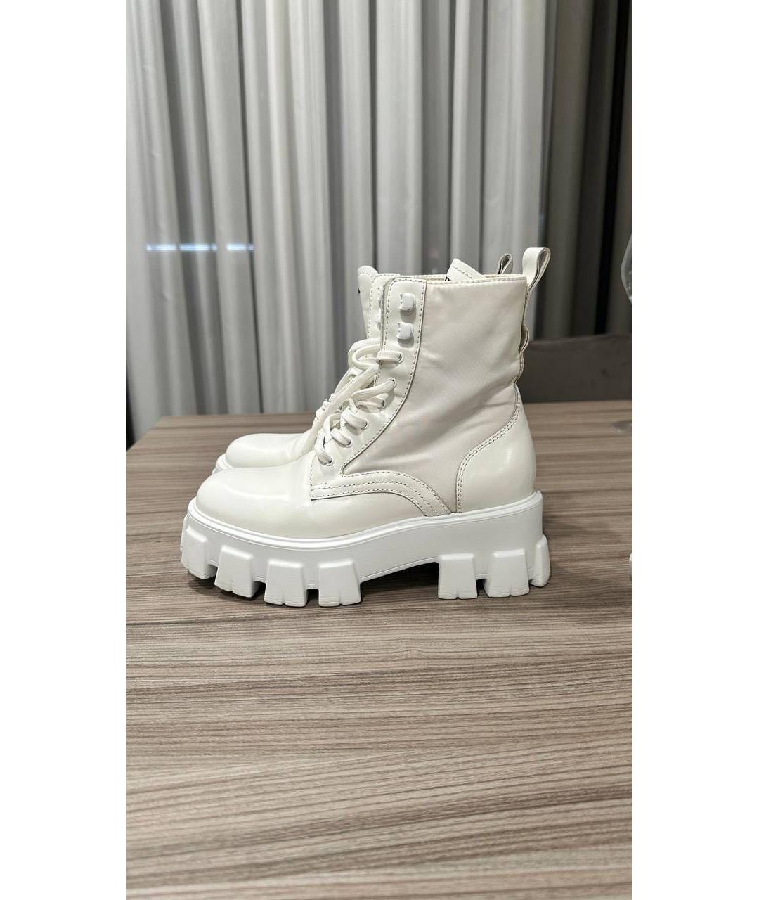 PRADA Белые кожаные ботинки, фото 5