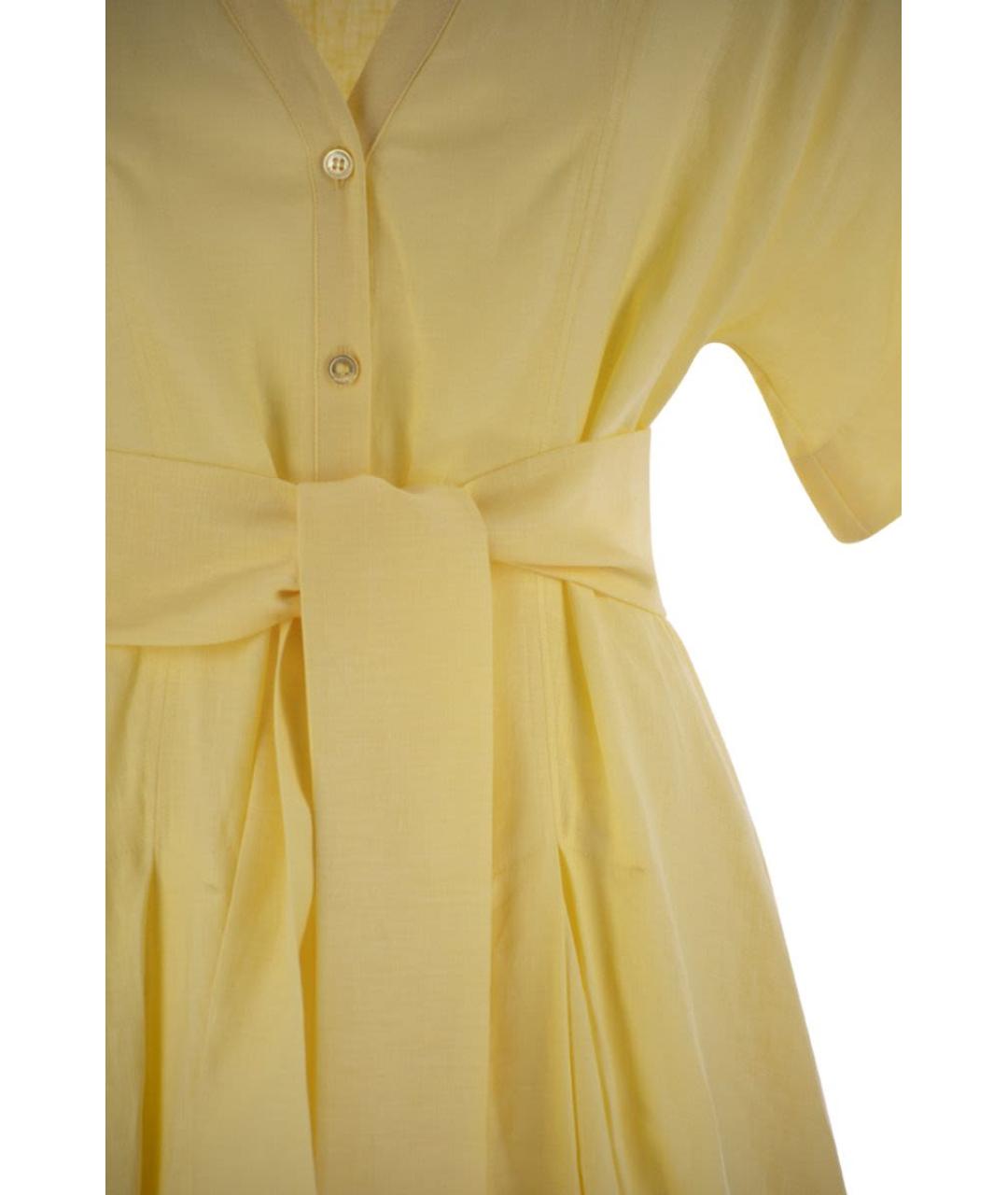 WEEKEND MAX MARA Желтое льняное повседневное платье, фото 4