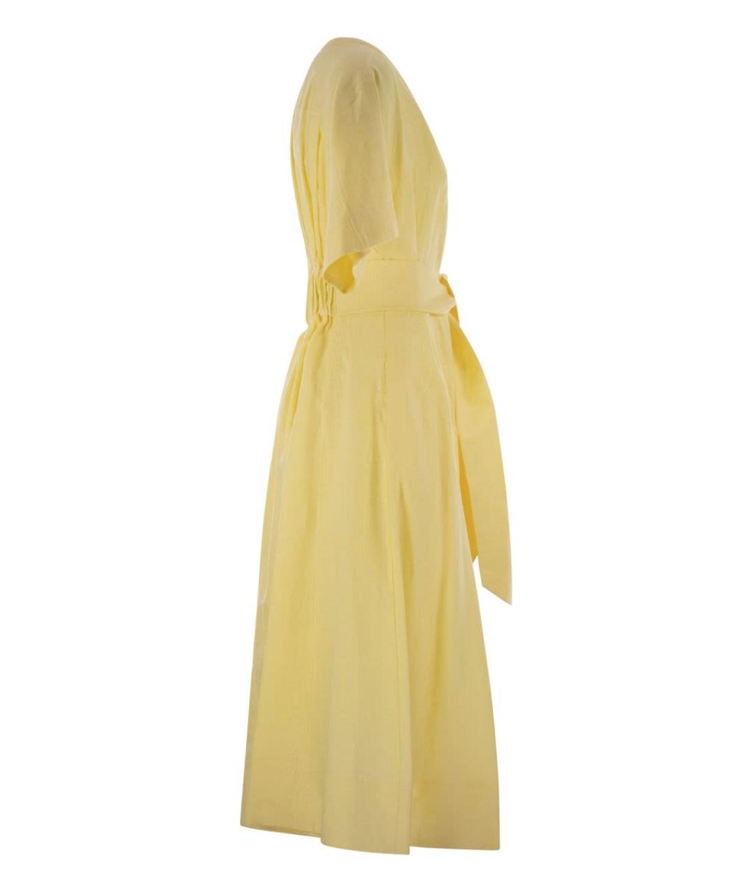 WEEKEND MAX MARA Желтое льняное повседневное платье, фото 3