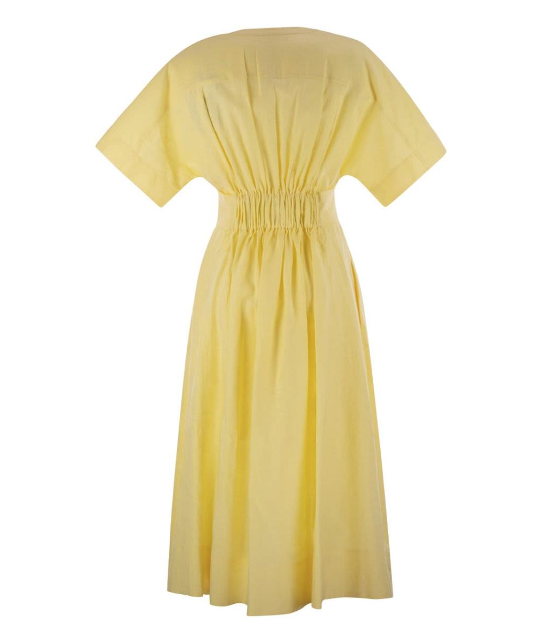 WEEKEND MAX MARA Желтое льняное повседневное платье, фото 2