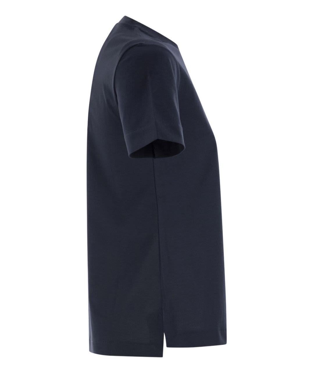 'S MAX MARA Темно-синяя хлопковая футболка, фото 3