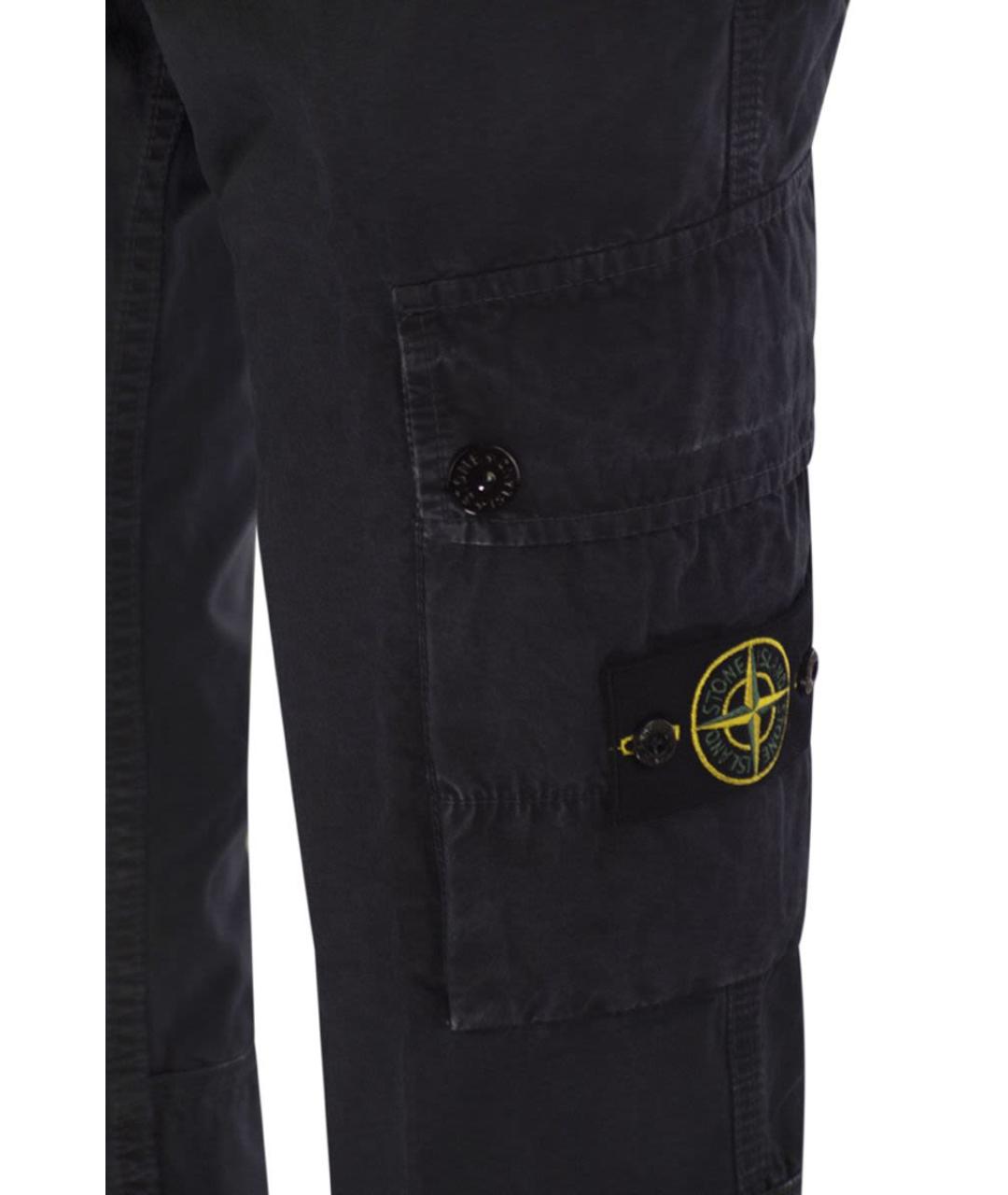 STONE ISLAND Черные хлопковые повседневные брюки, фото 4