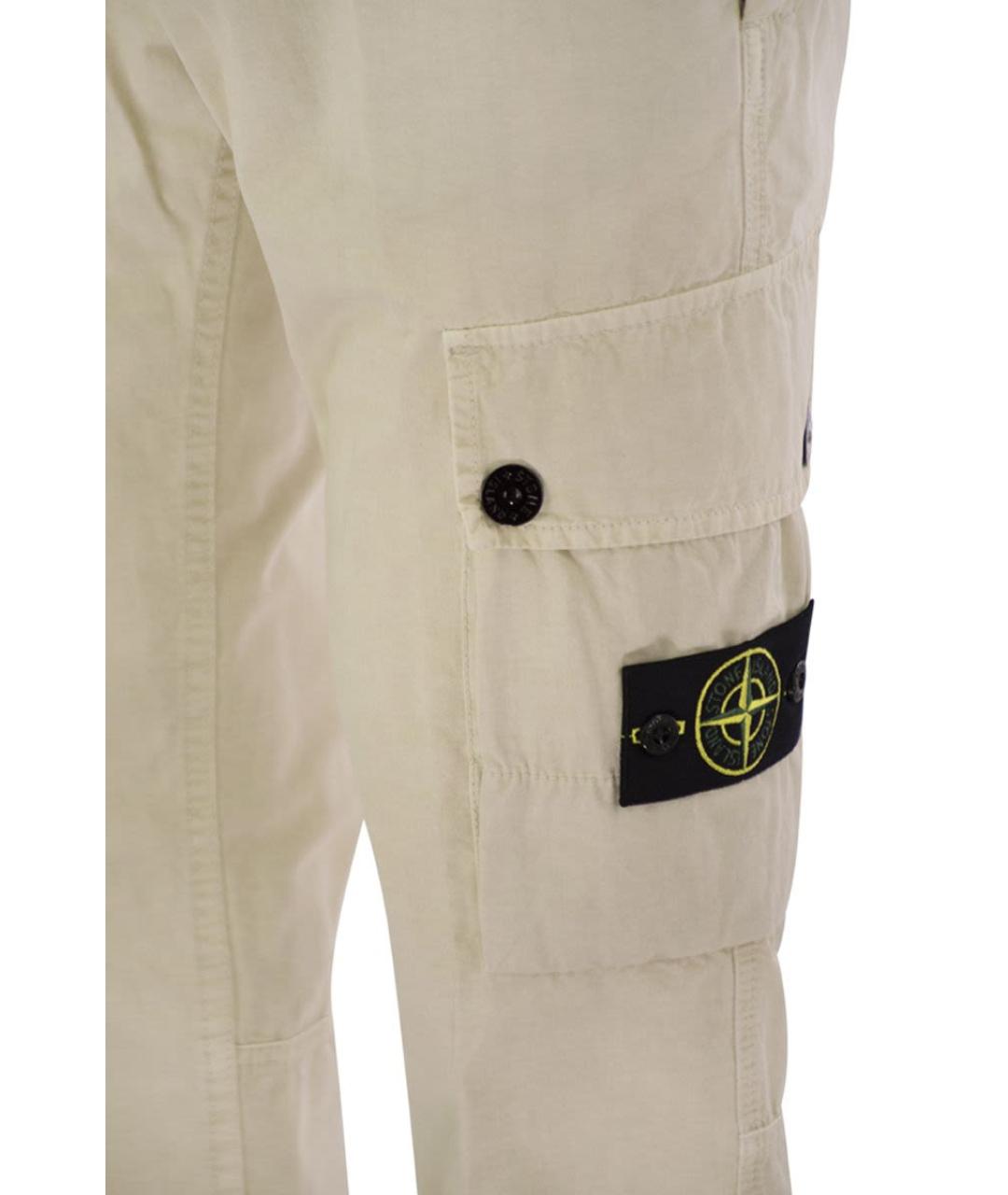 STONE ISLAND Бежевые хлопковые повседневные брюки, фото 4