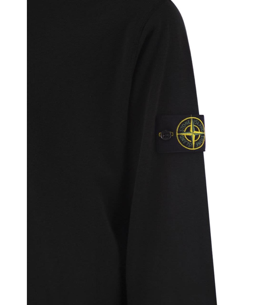 STONE ISLAND Черный хлопковый джемпер / свитер, фото 4