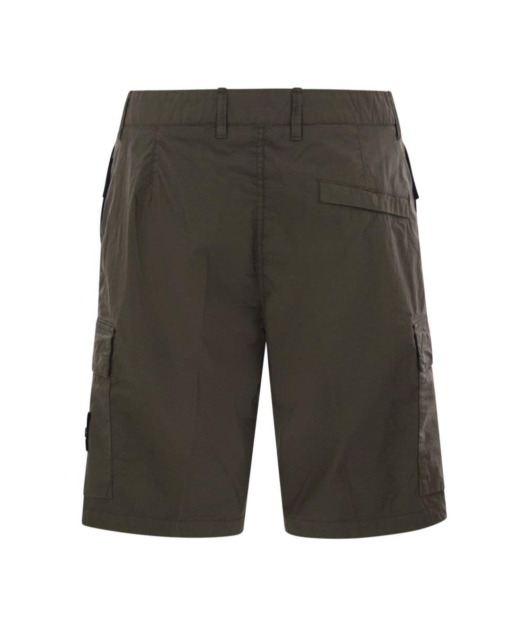 STONE ISLAND Хаки хлопковые шорты, фото 2
