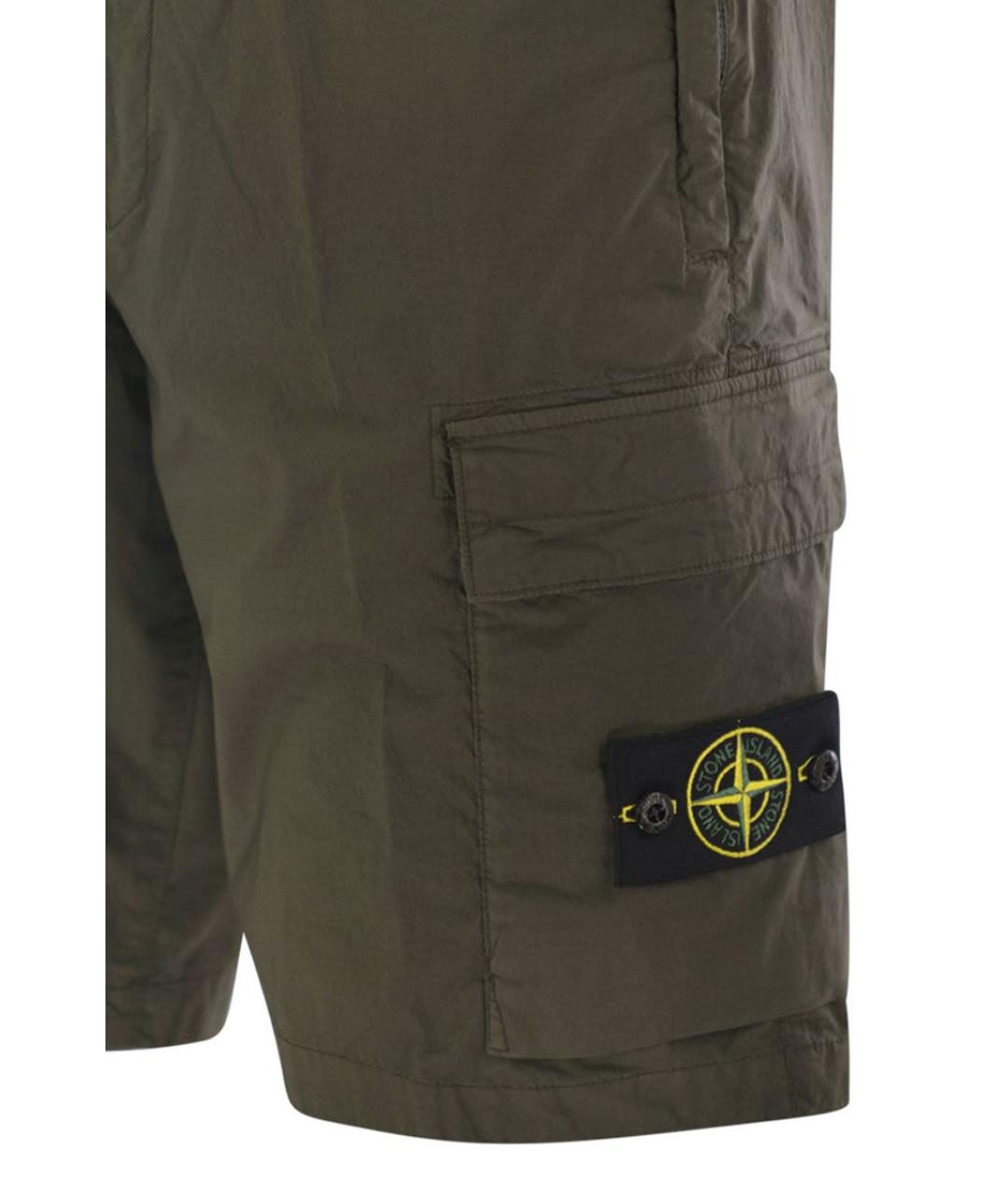STONE ISLAND Хаки хлопковые шорты, фото 4