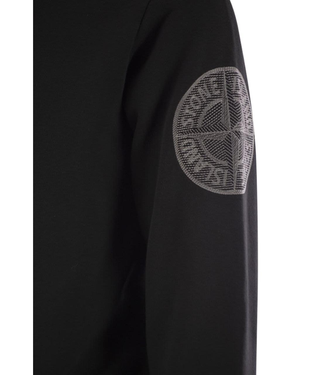 STONE ISLAND Черный хлопковый джемпер / свитер, фото 4