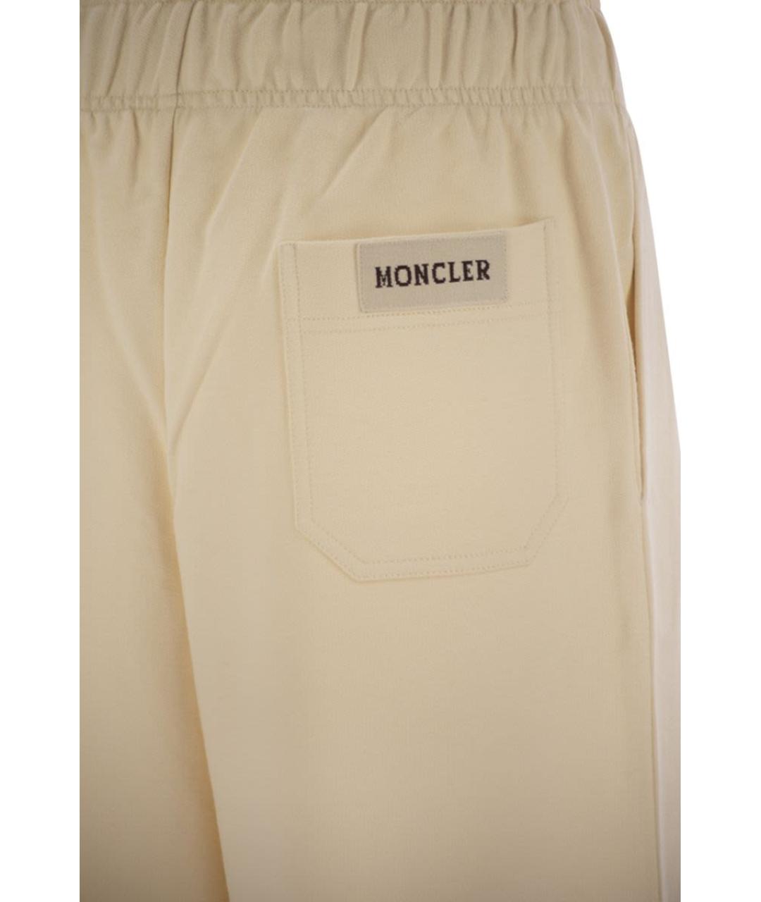 MONCLER Бежевые хлопковые прямые брюки, фото 4