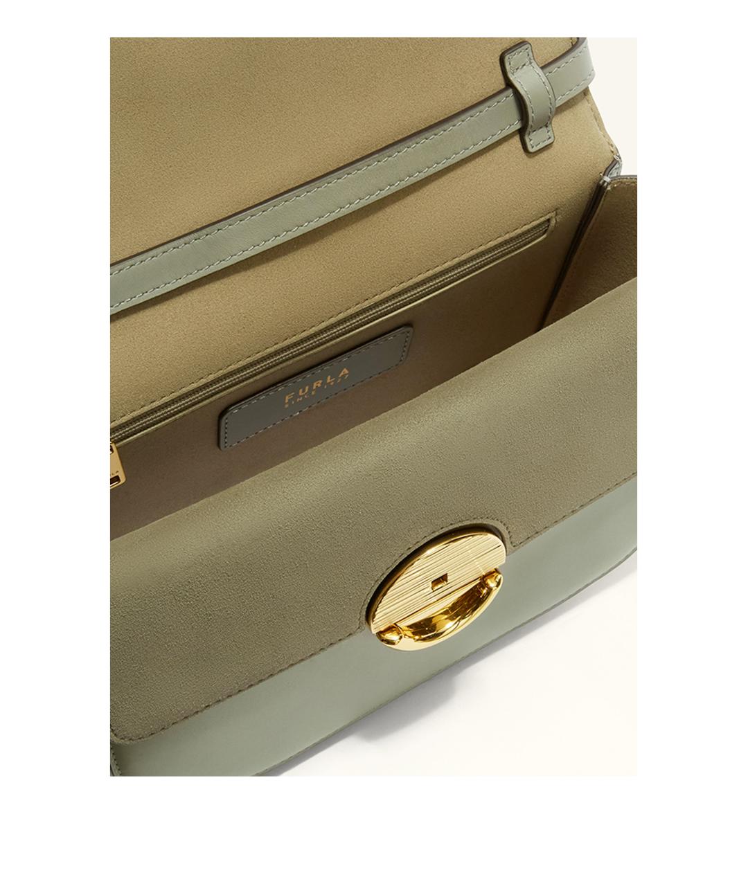 FURLA Зеленая кожаная сумка через плечо, фото 3