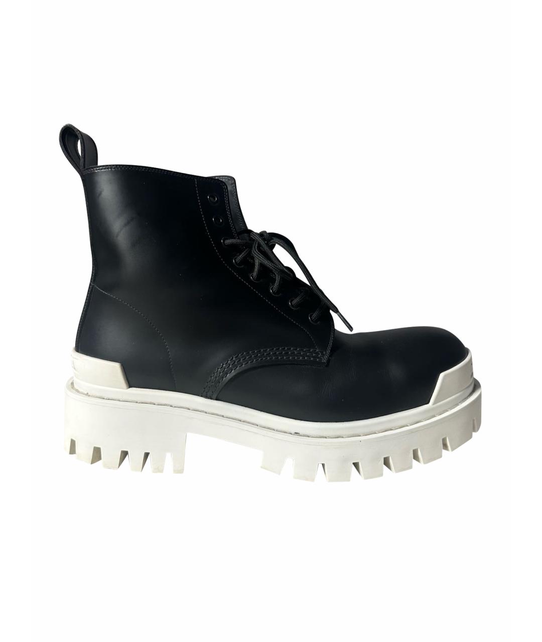 BALENCIAGA Черные кожаные высокие ботинки, фото 1