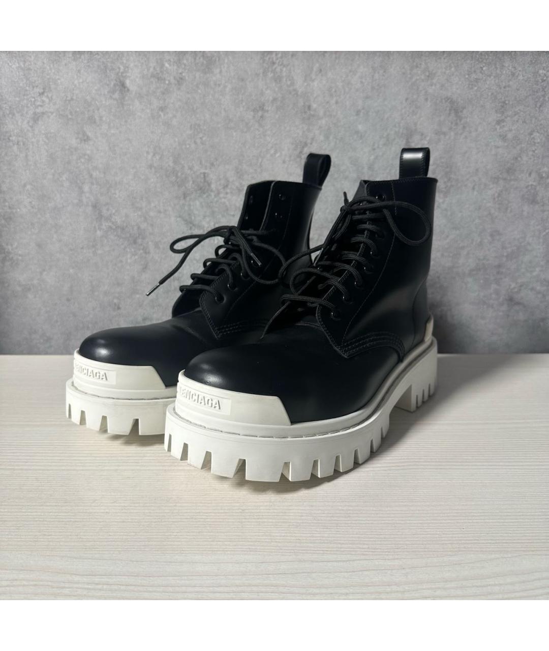 BALENCIAGA Черные кожаные высокие ботинки, фото 2