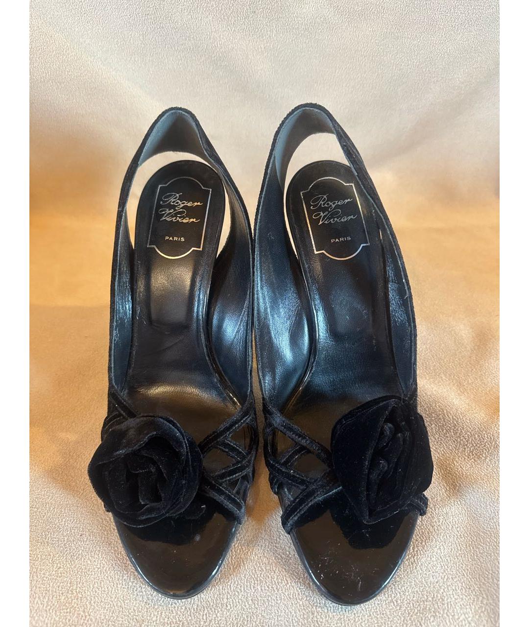 ROGER VIVIER Черные бархатные босоножки, фото 2