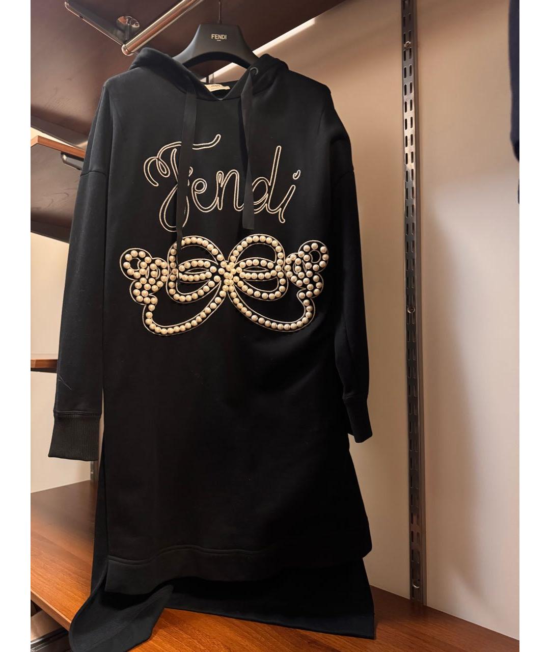 FENDI Черное хлопковое повседневное платье, фото 4